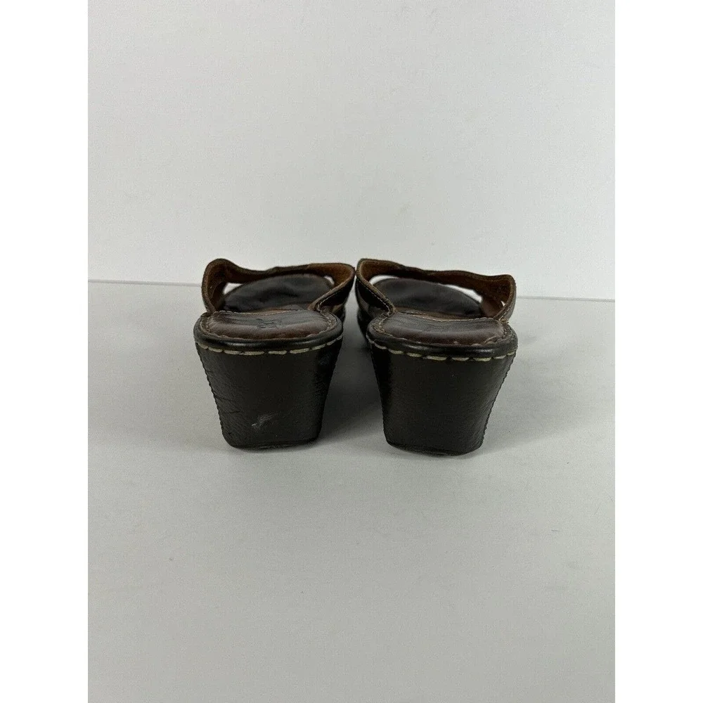 Born Sandals Brown Leather Open Toe Wedge Sandals Straps Size 9/40.5 - Picture 6 of 7
